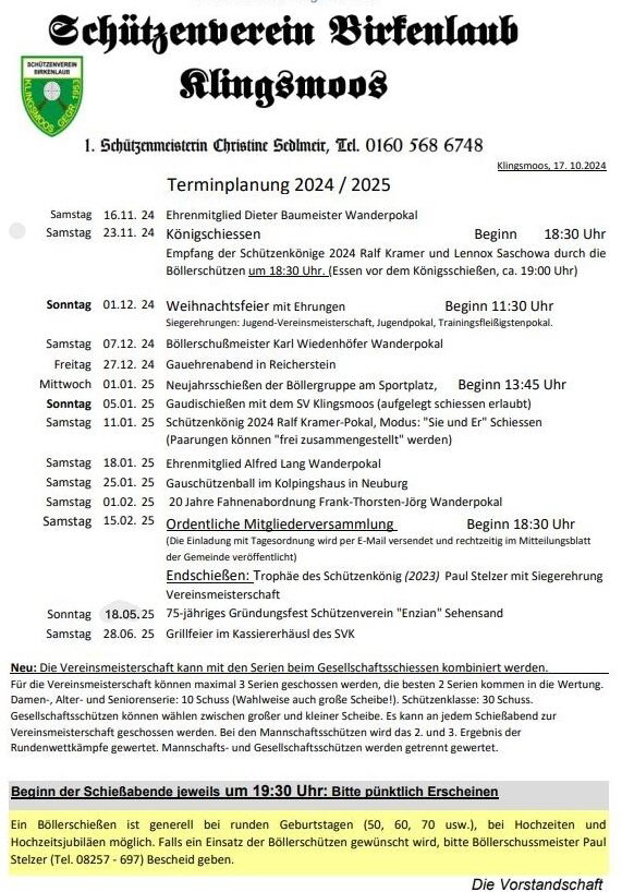 Terminplanung 2025